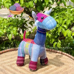 Thú Nhồi Bông Con Bò Sữa Thổ Cẩm Dân Tộc Thái - Đồ Chơi Trẻ Em Siêu Dễ Thương Chất liệu Vải Thổ Cẩm, Mềm Mại, Quà Tặng Ý Nghĩa