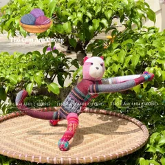 Thú Nhồi Bông Khỉ Treo Dân Tộc Thái Chất Liệu Thổ Cẩm Mềm Mại - Quà Tặng Dễ Thương Cho Trẻ Em