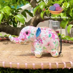 Thú Nhồi Bông Hình Con Voi Hoa Mini Đáng Yêu - Vải Hoa Mềm Mại, Quà Tặng Ý Nghĩa Cho Bé - Thổ Cẩm Ánh Cường