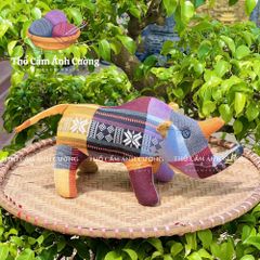 Thú Nhồi Bông Con Tê Giác 2 Sừng Dễ Thương Thổ Cẩm Dân Tộc Thái - Quà Tặng Ý Nghĩa Cho Bé Yêu, Chất Liệu Tuyệt Vời