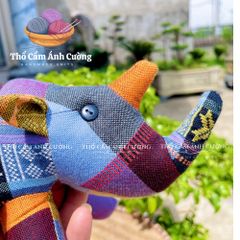 Thú Nhồi Bông Con Tê Giác 2 Sừng Dễ Thương Thổ Cẩm Dân Tộc Thái - Quà Tặng Ý Nghĩa Cho Bé Yêu, Chất Liệu Tuyệt Vời