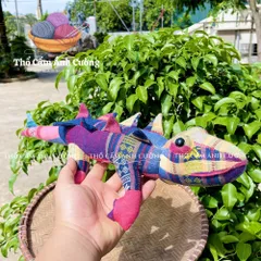 Thú Nhồi Bông Con Cá Sấu Thổ Cẩm Dân Tộc Thái - Quà Tặng Đáng Yêu cho Bé, Chất Liệu Vải Bông Mềm Mại, Bảo Hành 1 Đổi 1