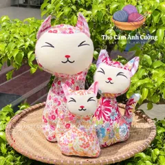 Thú Nhồi Bông Mèo Thần Tài Dễ Thương - Quà Tặng Đáng Yêu Cho Trẻ Em Bằng Vải Hoa Mềm Mại, Bảo Hành 1 Đổi 1