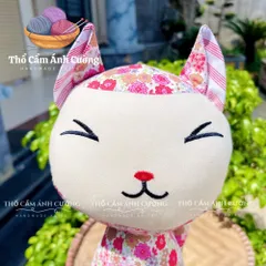 Thú Nhồi Bông Mèo Thần Tài Dễ Thương - Quà Tặng Đáng Yêu Cho Trẻ Em Bằng Vải Hoa Mềm Mại, Bảo Hành 1 Đổi 1