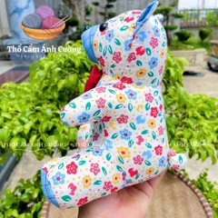 Thú Nhồi Bông Gấu Nơ Hoa Dễ Thương - Quà Tặng Trẻ Em Chất Liệu Vải Hoa Mềm Mại, Sản Xuất Thổ Cẩm Ánh Cường
