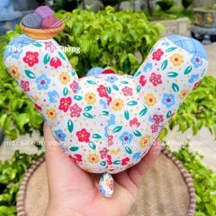 Thú Nhồi Bông Gấu Nơ Hoa Dễ Thương - Quà Tặng Trẻ Em Chất Liệu Vải Hoa Mềm Mại, Sản Xuất Thổ Cẩm Ánh Cường