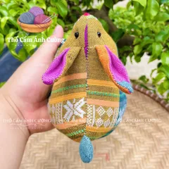 Thú Nhồi Bông Con Thỏ Dễ Thương Thổ Cẩm Dân Tộc Thái - Quà Tặng Ý Nghĩa Cho Bé Yêu, Chất Liệu Mềm Mại