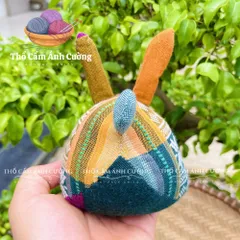 Thú Nhồi Bông Con Thỏ Dễ Thương Thổ Cẩm Dân Tộc Thái - Quà Tặng Ý Nghĩa Cho Bé Yêu, Chất Liệu Mềm Mại