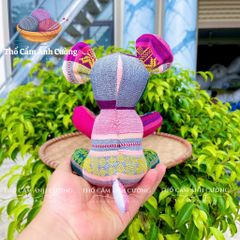 Thú Nhồi Bông Chuột Ngồi Thổ Cẩm Dân Tộc Thái - Đồ Chơi Bé Yêu, Vải Thổ Cẩm Mềm Mại, Quà Tặng Ý Nghĩa