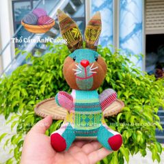 Thú Nhồi Bông Thỏ Ngồi Thổ Cẩm Dân Tộc Thái - Quà Tặng Đáng Yêu Cho Bé Yêu, Vải Thổ Cẩm êm ái, Tiêu Chuẩn Chất Lượng Cao