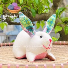 Thú Nhồi Bông Thỏ Ngọc Thổ Cẩm Dân Tộc Thái - Đồ Chơi Trẻ Em Chất Liệu Vải Thổ Cẩm Mềm Mại, Quà Tặng Ý Nghĩa Cho Bé