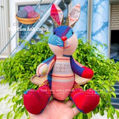 Thỏ Nhồi Bông Thổ Cẩm Dân Tộc Thái - Quà Tặng Ý Nghĩa Cho Bé Yêu, Chất Liệu Vải Thổ Cẩm Mềm Mại, Đường May Chắc Chắn
