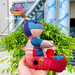 Thỏ Nhồi Bông Thổ Cẩm Dân Tộc Thái - Quà Tặng Ý Nghĩa Cho Bé Yêu, Chất Liệu Vải Thổ Cẩm Mềm Mại, Đường May Chắc Chắn