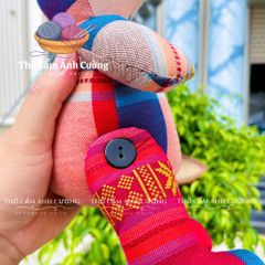 Thỏ Nhồi Bông Thổ Cẩm Dân Tộc Thái - Quà Tặng Ý Nghĩa Cho Bé Yêu, Chất Liệu Vải Thổ Cẩm Mềm Mại, Đường May Chắc Chắn
