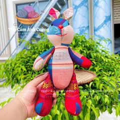 Thỏ Nhồi Bông Thổ Cẩm Dân Tộc Thái - Quà Tặng Ý Nghĩa Cho Bé Yêu, Chất Liệu Vải Thổ Cẩm Mềm Mại, Đường May Chắc Chắn