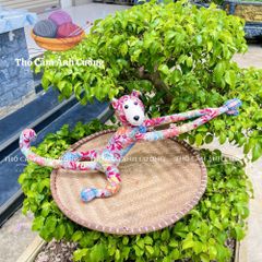 Thú Nhồi Bông Khỉ Treo Hoa Dễ Thương - Đồ Chơi Trẻ Em Chất Liệu Vải Hoa Mềm Mại từ Thổ Cẩm Ánh Cường