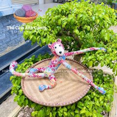 Thú Nhồi Bông Khỉ Treo Hoa Dễ Thương - Đồ Chơi Trẻ Em Chất Liệu Vải Hoa Mềm Mại từ Thổ Cẩm Ánh Cường