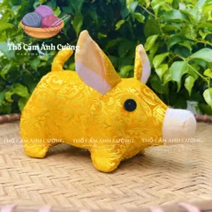 Thú Nhồi Bông Heo Vàng Thần Tài Handmade Cao Cấp - Đồ Chơi Trẻ Em Vải Thổ Cẩm Mềm Mại, Quà Tặng Ý Nghĩa