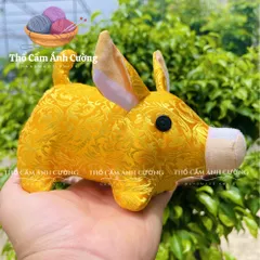 Thú Nhồi Bông Heo Vàng Thần Tài Handmade Cao Cấp - Đồ Chơi Trẻ Em Vải Thổ Cẩm Mềm Mại, Quà Tặng Ý Nghĩa