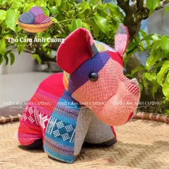 Thú Nhồi Bông Con Voi Dễ Thương Thổ Cẩm Dân Tộc Thái - Quà Tặng Ý Nghĩa Cho Bé Yêu, Chất Liệu Vải Bông Mềm Mại