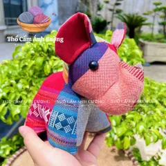 Thú Nhồi Bông Con Voi Dễ Thương Thổ Cẩm Dân Tộc Thái - Quà Tặng Ý Nghĩa Cho Bé Yêu, Chất Liệu Vải Bông Mềm Mại