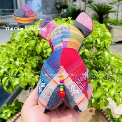 Thú Nhồi Bông Con Voi Dễ Thương Thổ Cẩm Dân Tộc Thái - Quà Tặng Ý Nghĩa Cho Bé Yêu, Chất Liệu Vải Bông Mềm Mại