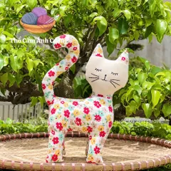 Thú Nhồi Bông Mèo Mướp Hoa Dễ Thương - Đồ Chơi Trẻ Em Thổ Cẩm Ánh Cường Chất Liệu Vải Hoa Mềm Mại, Quà Tặng Ý Nghĩa