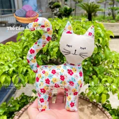 Thú Nhồi Bông Mèo Mướp Hoa Dễ Thương - Đồ Chơi Trẻ Em Thổ Cẩm Ánh Cường Chất Liệu Vải Hoa Mềm Mại, Quà Tặng Ý Nghĩa