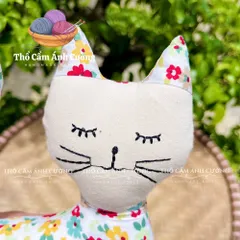 Thú Nhồi Bông Mèo Mướp Hoa Dễ Thương - Đồ Chơi Trẻ Em Thổ Cẩm Ánh Cường Chất Liệu Vải Hoa Mềm Mại, Quà Tặng Ý Nghĩa