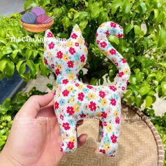 Thú Nhồi Bông Mèo Mướp Hoa Dễ Thương - Đồ Chơi Trẻ Em Thổ Cẩm Ánh Cường Chất Liệu Vải Hoa Mềm Mại, Quà Tặng Ý Nghĩa