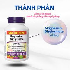 ( Nhập khẩu, lọ 60v ) Viên uống Magnesium Bisglycinate L/60v WEBBER NATURALS 362305