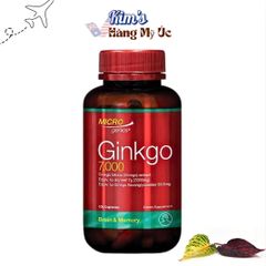 Viên Uống Bổ Não Microgenics Ginkgo 7000 - Tăng Cường Trí Nhớ, Cải Thiện Tuần Hoàn Máu Não, 100 Viên, Xuất Xứ Úc