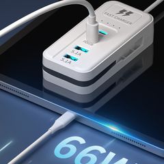 Ổ Cắm Sạc Đa Năng 4 Cổng 66W - 2 Cổng USB-A QC3.0 và 2 Cổng Type-C PD, Sạc Nhanh Đa Thiết Bị, Thích Hợp Cho Gia Đình và Văn Phòng