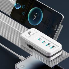 Ổ Cắm Sạc Đa Năng 4 Cổng 66W - 2 Cổng USB-A QC3.0 và 2 Cổng Type-C PD, Sạc Nhanh Đa Thiết Bị, Thích Hợp Cho Gia Đình và Văn Phòng
