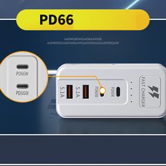 Ổ Cắm Sạc Đa Năng 4 Cổng 66W - 2 Cổng USB-A QC3.0 và 2 Cổng Type-C PD, Sạc Nhanh Đa Thiết Bị, Thích Hợp Cho Gia Đình và Văn Phòng