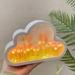 Đèn Ngủ Đám Mây Tulip Có Gương - Đèn Bàn Trang Trí Phong Cách Dễ Thương, Quà Tặng Sinh Nhật Ý Nghĩa Cho Bé