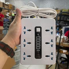 Ổ Điện Đa Năng 5 Cổng USB, 1 Cổng Type-C, 6 Ổ Cắm Dây 2M5 B163 - Sạc Nhanh Tiện Ích, Thiết Kế Gọn Nhẹ Cho Gia Đình & Du Lịch