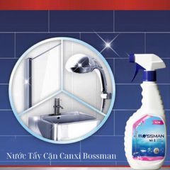 Chai Xịt Tẩy Cặn Canxi Bossman 500ml - Dùng Cho Gương Kính, Sen Vòi, Chậu Rửa An Toàn, Thân Thiện Môi Trường