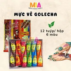 Mực Vẽ Henna Golecha 6 Màu Ấn Độ Thiên Nhiên - Hình Xăm Mehendi Chất Lượng Cao, Bền Màu, Dễ Sử Dụng