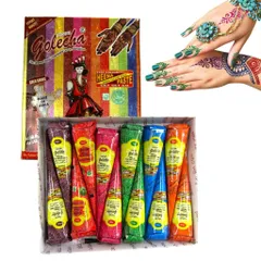 Mực Vẽ Henna Golecha 6 Màu Ấn Độ Thiên Nhiên - Hình Xăm Mehendi Chất Lượng Cao, Bền Màu, Dễ Sử Dụng