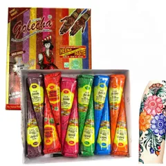 Mực Vẽ Henna Golecha 6 Màu Ấn Độ Thiên Nhiên - Hình Xăm Mehendi Chất Lượng Cao, Bền Màu, Dễ Sử Dụng