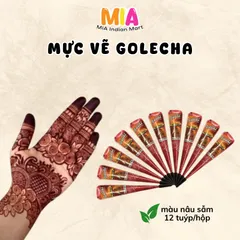 Mực Vẽ Hình Xăm Mehendi Golecha Hena Nâu Sẫm 25g - Mực Xăm Nghệ Thuật Ấn Độ, Cone Henna Tự Nhiên Dễ Dùng