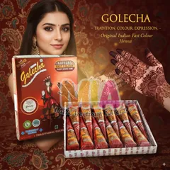 Mực Vẽ Hình Xăm Mehendi Golecha Hena Nâu Sẫm 25g - Mực Xăm Nghệ Thuật Ấn Độ, Cone Henna Tự Nhiên Dễ Dùng