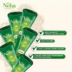 Mực Vẽ Henna Neha Mehandi Cone Ấn Độ - Mực Hennna Tự Nhiên Đậm Màu, Họa Tiết Đẹp Cho Nghệ Thuật Trang Điểm Da
