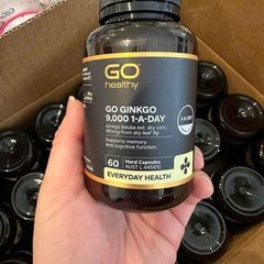 Viên uống Ginkgo 9000 GO Healthy 1-A-DAY - Bổ não, cải thiện trí nhớ, tăng cường tuần hoàn máu, 60 viên nang hữu ích