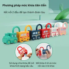 Móc Khóa Tàu Hỏa Ô Tô Montessori - Đồ Chơi Giáo Dục Sớm Cho Trẻ, Nhận Thức Màu Sắc, Xe Cộ, Chữ Và Số