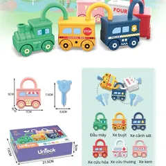 Móc Khóa Tàu Hỏa Ô Tô Montessori - Đồ Chơi Giáo Dục Sớm Cho Trẻ, Nhận Thức Màu Sắc, Xe Cộ, Chữ Và Số