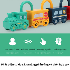 Móc Khóa Tàu Hỏa Ô Tô Montessori - Đồ Chơi Giáo Dục Sớm Cho Trẻ, Nhận Thức Màu Sắc, Xe Cộ, Chữ Và Số
