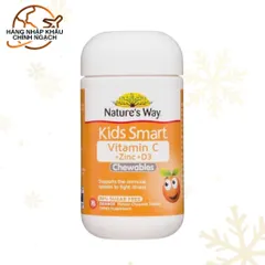 [SALE Date 5/2026] Viên nhai Nature’s Way Kids Smart Vitamin C + Zinc + D3 - Tăng cường sức khỏe và sức đề kháng cho trẻ (75 viên)