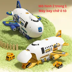 Máy Bay Chở Ô Tô Đồ Chơi Cao Cấp 2 Trong 1 - Đồ Chơi Kỹ Thuật Tương Tác Kèm Dụng Cụ Lắp Ráp Cho Trẻ Em